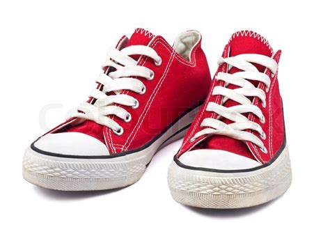 Vintage red shoes on white background | Stock Photo | Colourbox