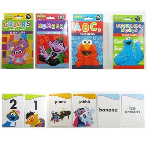 3 Sesame Street Flash Card Beginning Words Numbers Alphabet ABC Learning Kid Fun | Learning abc ...