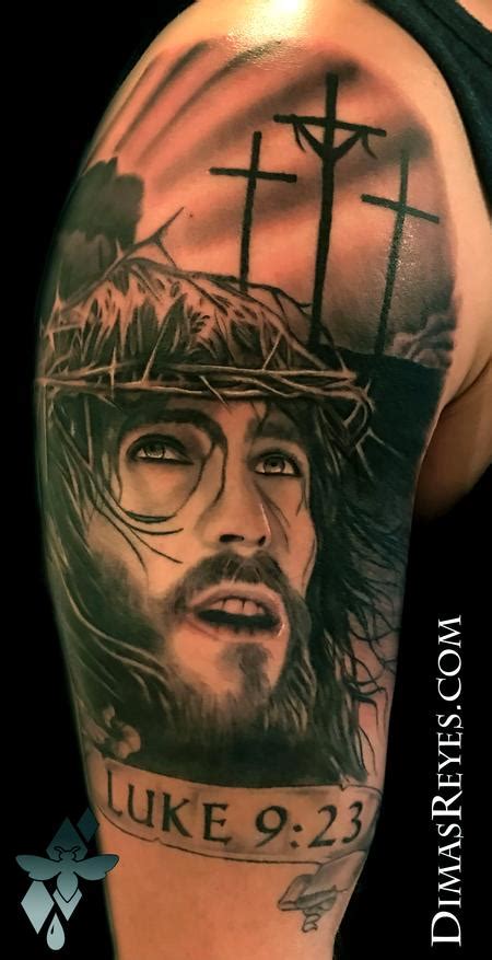 Black and Grey Jesus Christ at Calvary tattoo by Dimas Reyes: TattooNOW