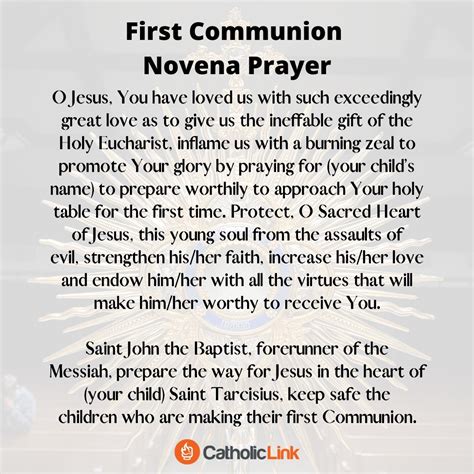 First Communion Novena Prayer - Catholic-Link