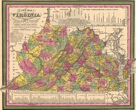 Virginia State 1849 Mitchell Historic Map Reprint