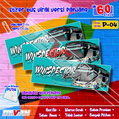 stiker bus winspector panjang isi 60 pcs | original anti air warna cerah awet bahan premium ...