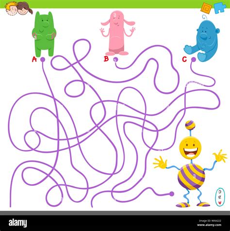 maze game with cartoon fantasy characters Stock Photo - Alamy