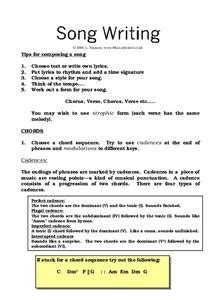 Song Writing Worksheet for 9th Grade | Lesson Planet