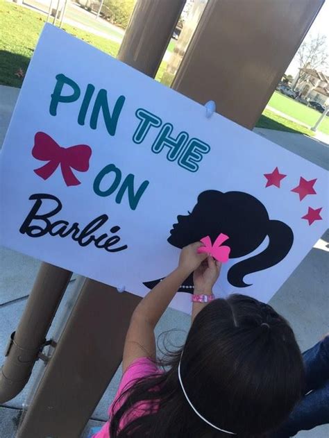 Diy: Pin the Bow on Barbie game | Barbie party decorations, Barbie party, Barbie birthday party