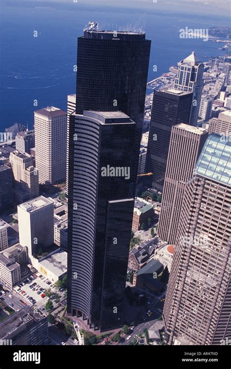 The Columbia Tower tallest building in Seattle looks over Elliot Bay ...