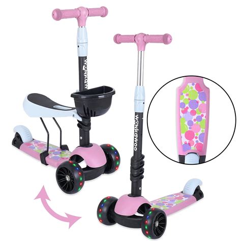 WonkaWoo 2-in-1 Kick Scooter with Removable Seat for Kids & Toddlers ...