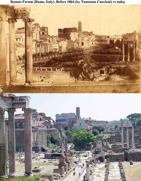 Roman Forum (Rome, Italy) Before 1864 vs today : r/OldPhotosInRealLife