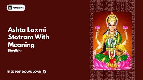 Ashta Laxmi Stotram With Meaning | English | Free Pdf Download - Astrolekha