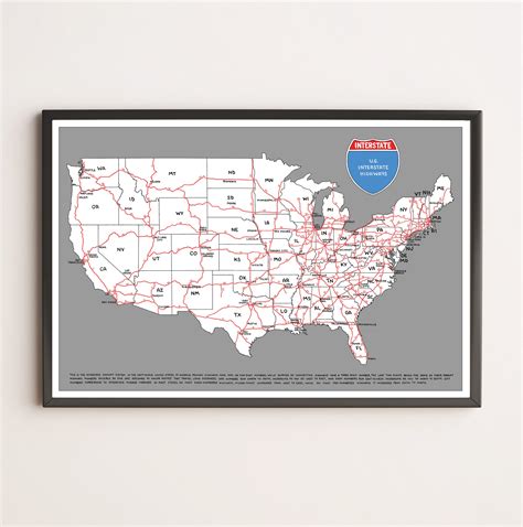 Hand-drawn US Interstate Highway Map Digital, Printable Download - Etsy