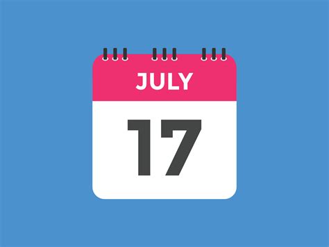 july 17 calendar reminder. 17th july daily calendar icon template ...