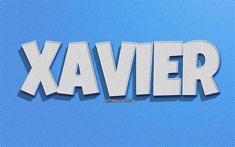 Xavier, blue lines background, with names, Xavier name, male names ...