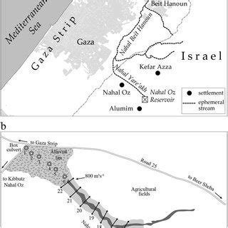 (a) Study area including Nahal Oz Reservoir, Nahal Yare'akh, Nahal... | Download Scientific Diagram