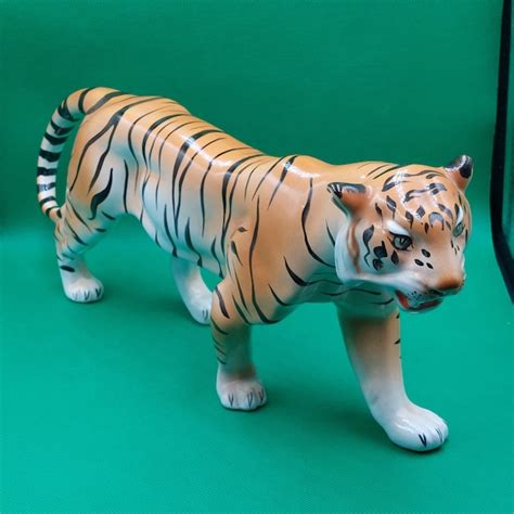 Porcelain Tiger Figurine - Etsy