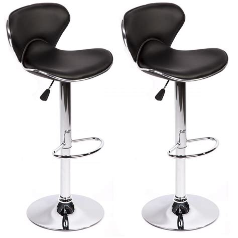 FDW Bar Stool with Adjustable Height & Swivel, Black, Set of 2 ...