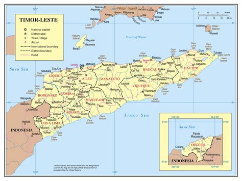 Large detailed political and administrative map of East Timor with roads, cities and airports ...