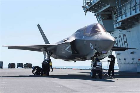 First operational landing of 617 Squadron F-35B fighter on British HMS Queen Elizabeth aircraft ...