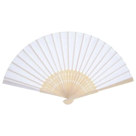 12 Pack Hand Held Fans White Silk Bamboo Folding Fans Handheld Folded Fan for Church Wedding ...