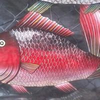 Colorful pink metal fish wall art, Art and Crafts of Haiti