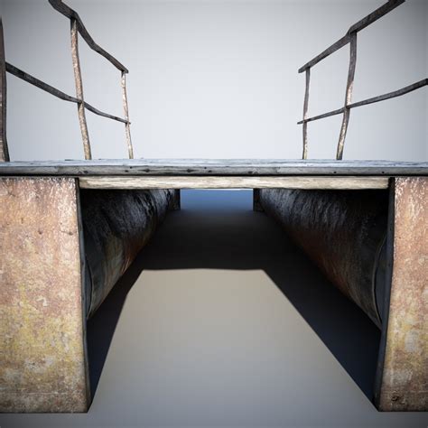 old industrial pontoon bridge 3d model