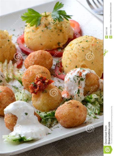 Cheese Balls and Potato Puree Stock Photo - Image of cheese, fresh: 30317190