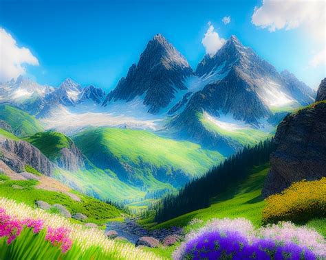 Premium AI Image | amazing view of summer on the mountain