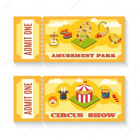 Two vintage amusement park tickets set — Stock Vector © macrovector #78965764