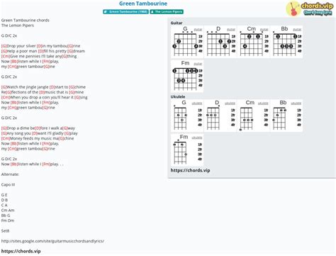 Chord: Green Tambourine - tab, song lyric, sheet, guitar, ukulele ...