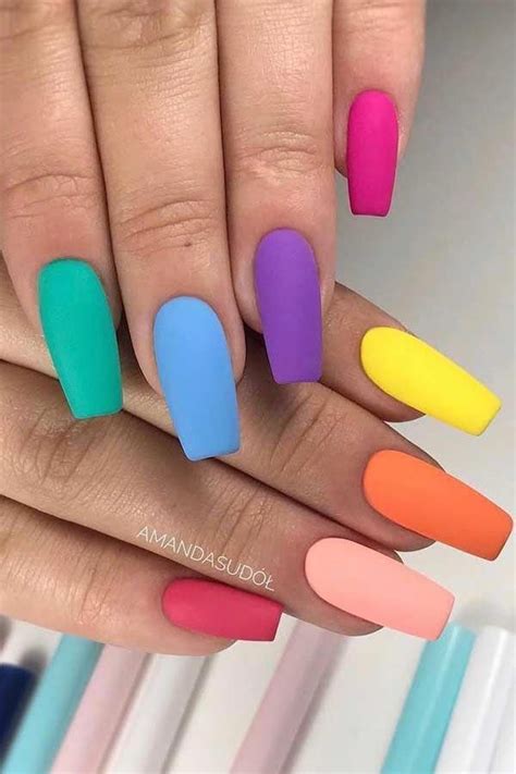 Colorful Matte Nails for Summer #summernails #mattenails #coffinnails #nail in 2020 | Stylish ...