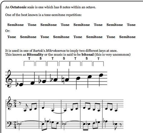 An Octatonic scale is one which has 8 notes within an octave. Music can have no key. This is ...