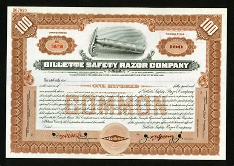 Stock certificates, Safety razor, Stocks and bonds