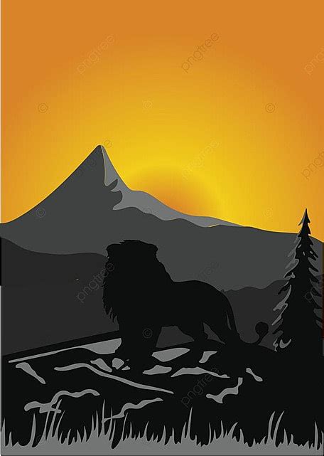 Silhouette Lion In Sunset At Savanah Background, King, Landscape, Silhouette Background Image ...