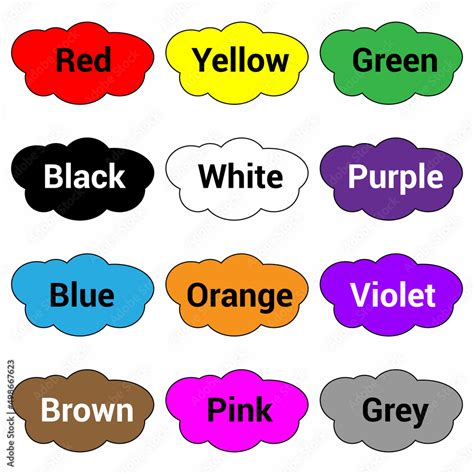 color name list English for kids preschool Stock Vector | Adobe Stock