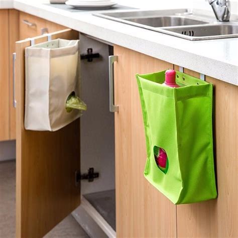 Kitchen Storage Bag Drawer Cabinet Door Back Garbage Bag Holder Hanging ...