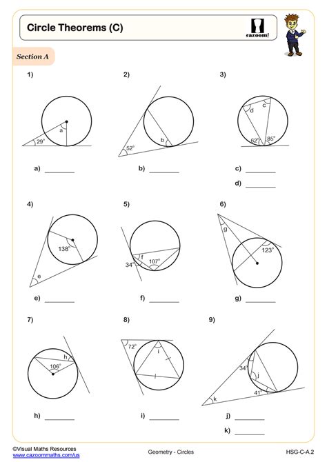 Circle Theorems (C) Worksheet | PDF Printable Geometry Worksheet