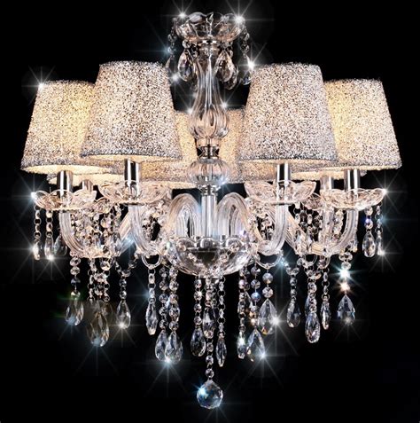 Crystal Chandelier CLEAR 6/8/10 Arm Candle Lamp Water Droplet with Lampshade - Cheap Chandeliers UK