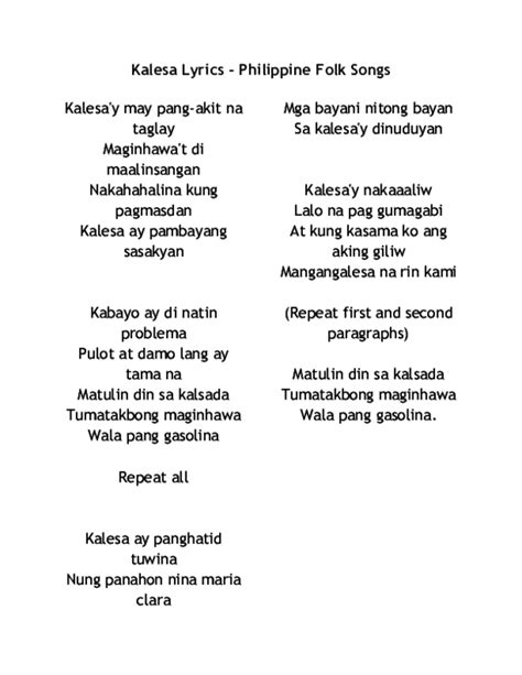 Isda Filipino Folk Song Music Score And Lyrics - vrogue.co