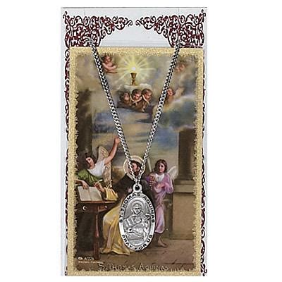 St. Thomas Aquinas Prayer Card w/Chained Medal