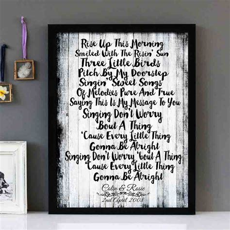 "Three Little Birds" - Bob Marley - Framed Lyrics Wall Art Design