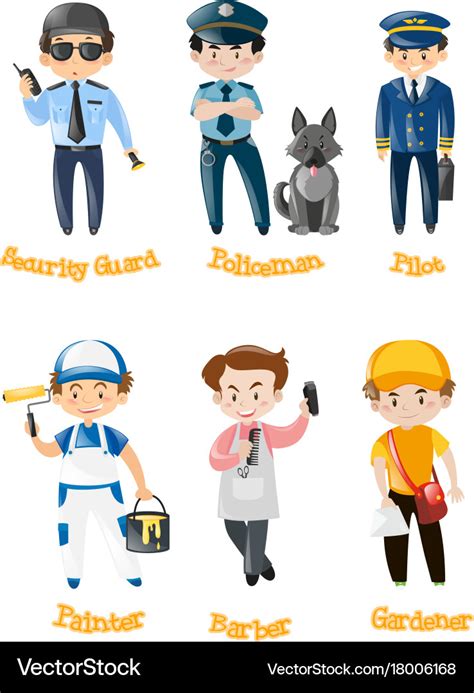 Men doing different kinds of jobs Royalty Free Vector Image