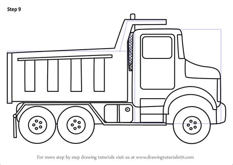 Learn How to Draw Simple Dump Truck (Trucks) Step by Step : Drawing Tutorials