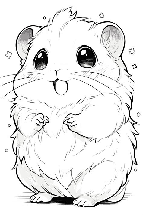 Kid's Coloring Page with Cute Hamster in Clean Line Art | Premium AI ...