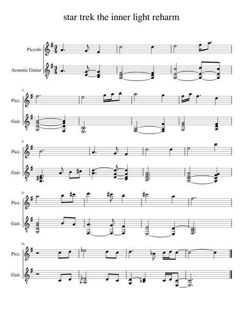 star trek the inner light reharm Sheet music for Flute piccolo, Guitar (Mixed Duet) | Musescore.com