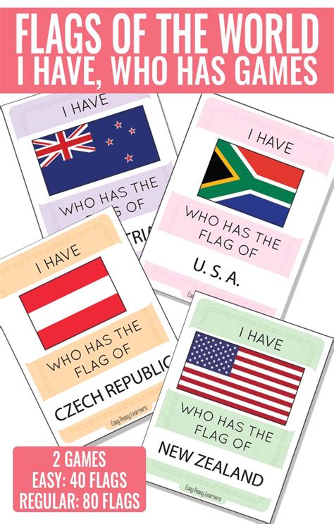 I Have Who Has Flags Game | Geography games for kids, Flag game, Homeschool geography activities