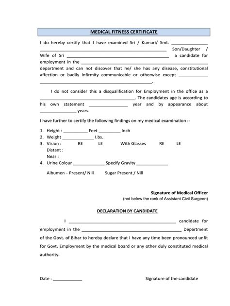 Medical Fitness Certificate - Fill Online, Printable, Fillable, Blank ...