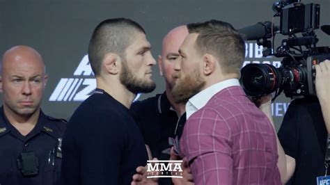 Conor McGregor vs Khabib staredown video from UFC 229 press conference - MMAmania.com