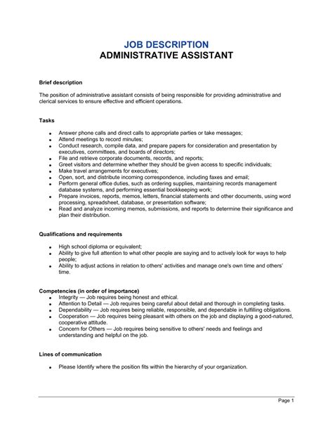 Office Assistant Job Description Template – Tasbih.armstrongdavis.com