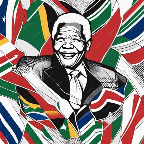 Premium AI Image | Nelson Mandela with South Africa flag art illustration