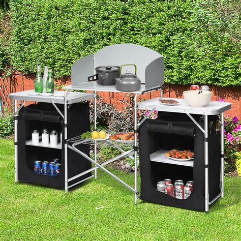 Folding Camping Table w/ Storage Organizer | Camping table, Grill table ...