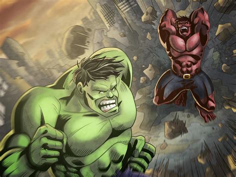 Hulk versus Red Hulk by JamesArtVille on DeviantArt